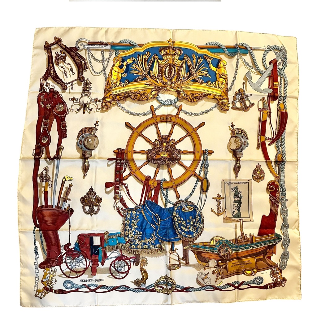 Hermes Nautical Themed Silk Scarf